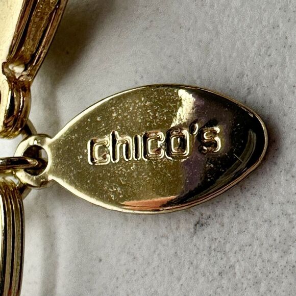 Chico's Gold Tone Purple Beaded Y-Drop Linear Pendant Necklace ✨ - Picture 10 of 10